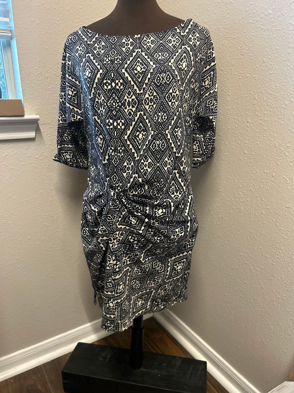 Zara Aztec black white print mini dress Size XS